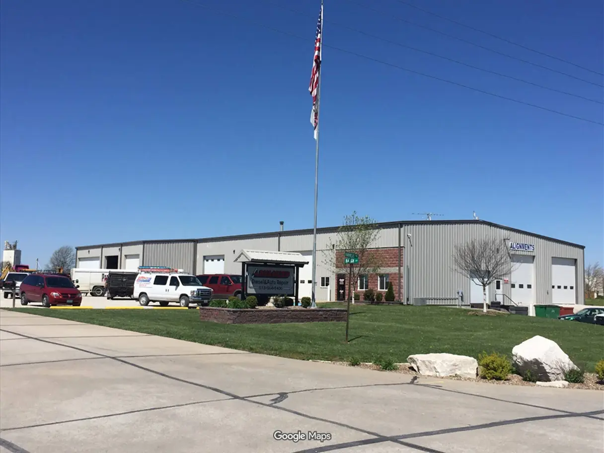 Large warehouse and parking lot