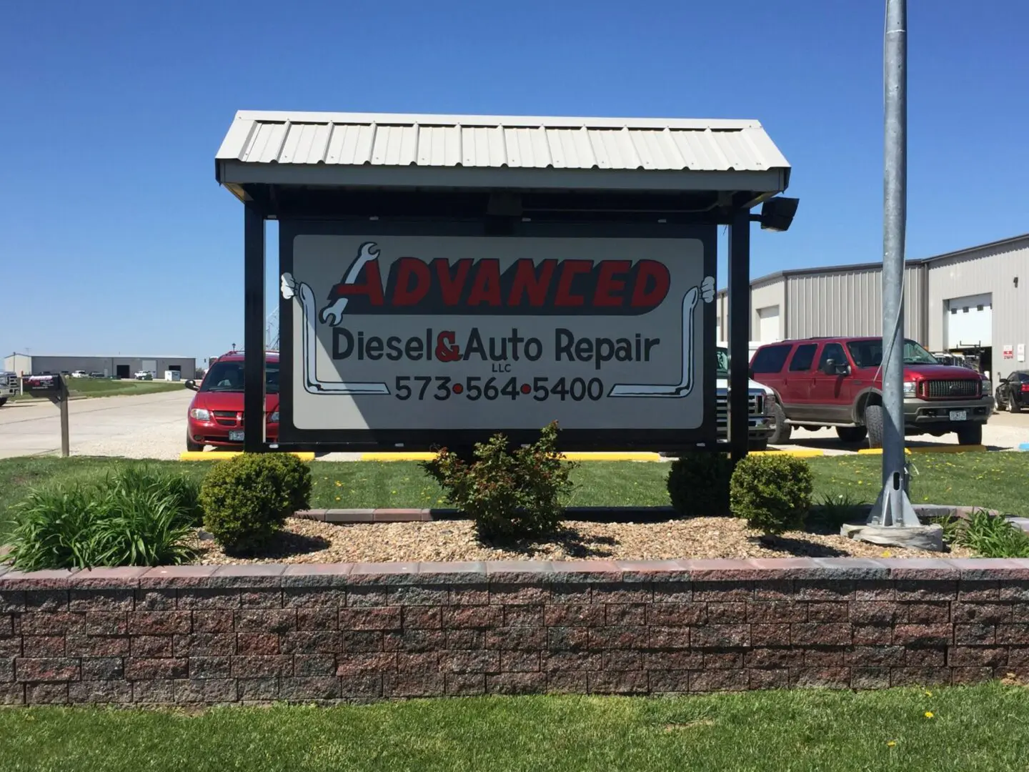 Diesel repair services sign outdoors